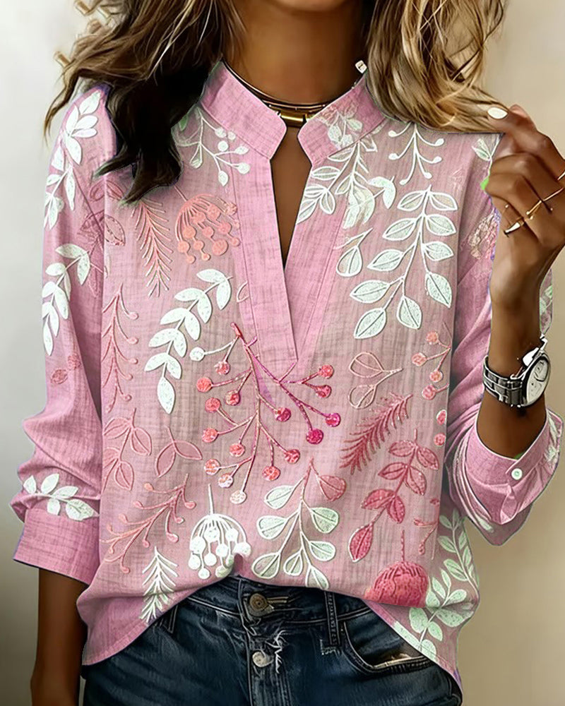 Blouse Fleurie Femme Col V Toucher Doux
