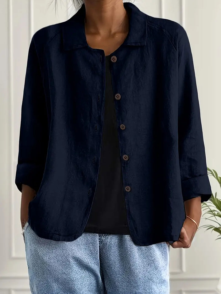 Blazer leve casual com botões para mulher