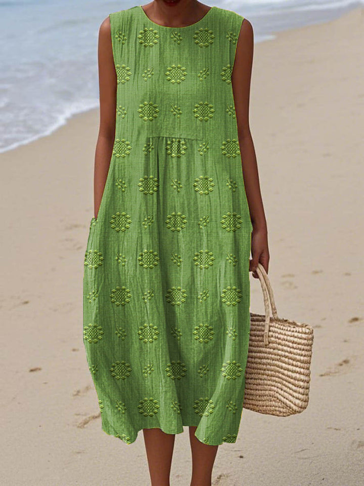 Robe Midi Femme Ample Sans Manches Été