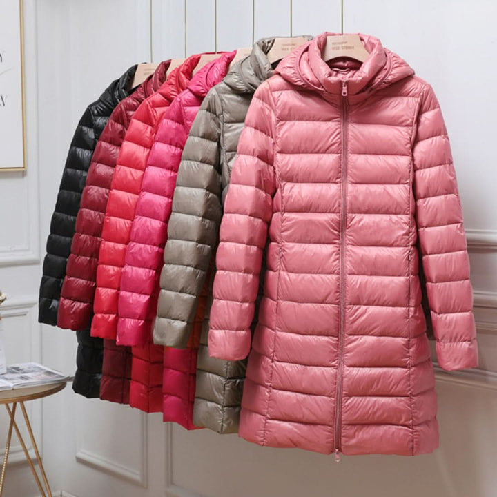 Women's Long Hooded Quilted Puffer Jacket