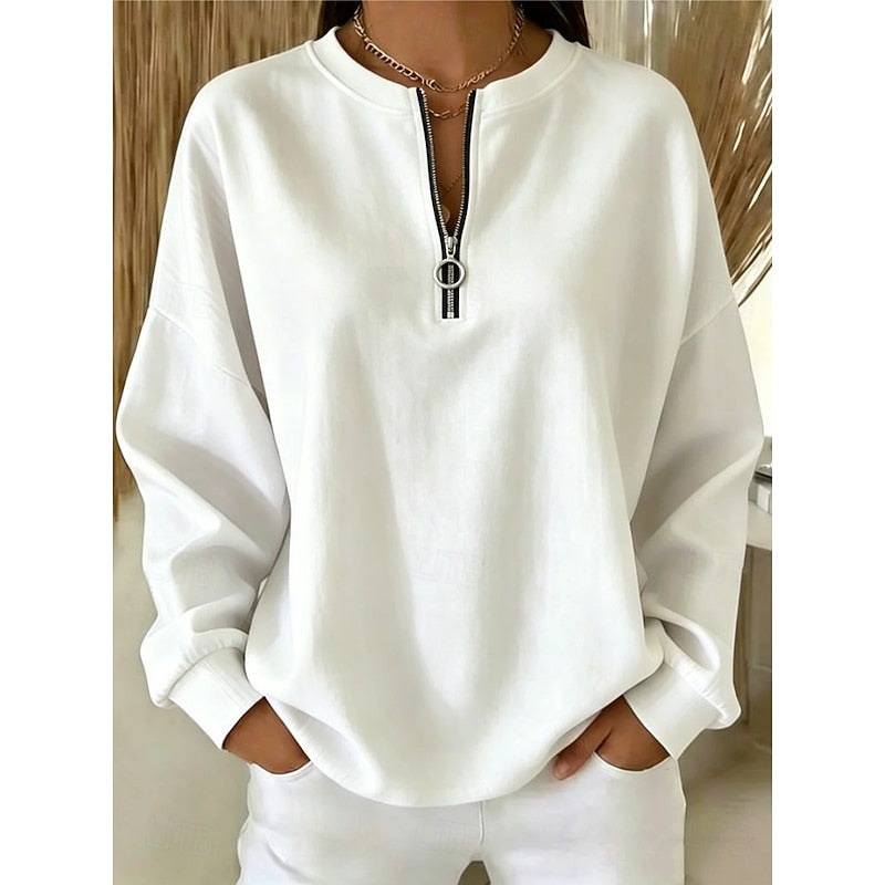 Sweatshirt de gola subida com fecho de correr para mulher