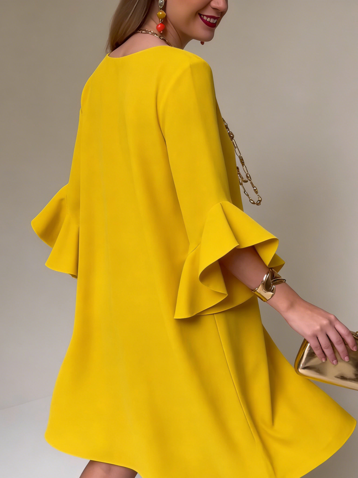 Women's Flowing Dress with Flared Sleeves