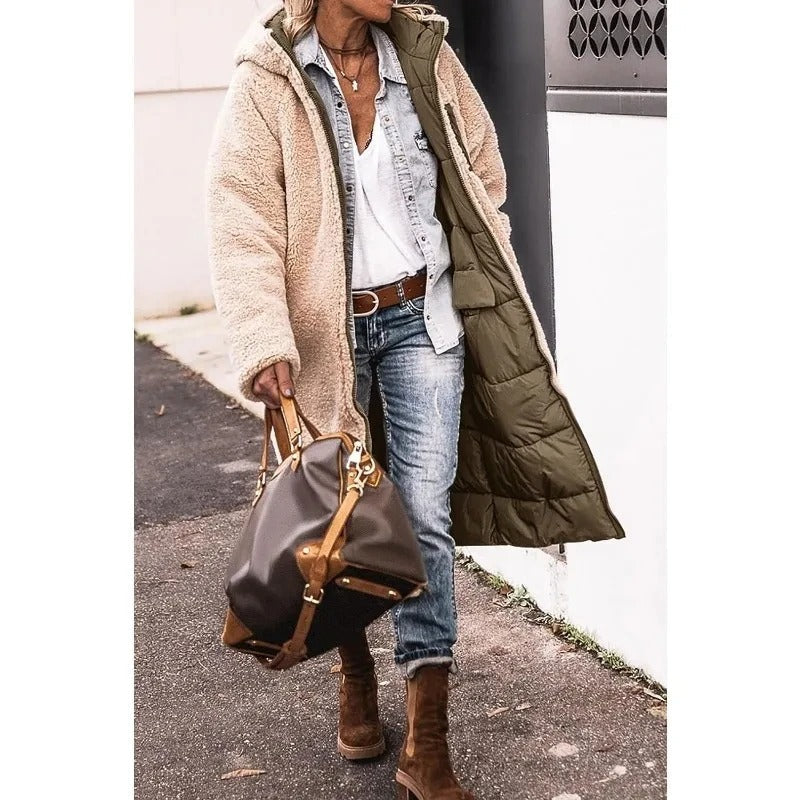 Doudoune Longue Femme Doublure Sherpa