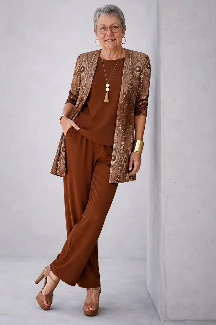 Elegant 3-Piece Patterned Set for Women