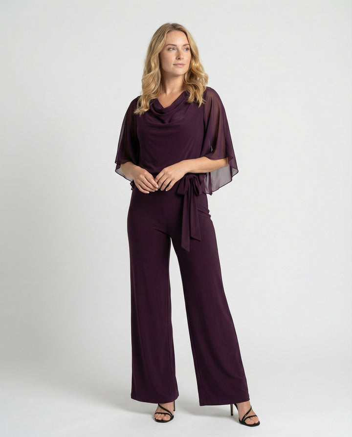 Combinaison Élégante Pour Femme à Jambes Larges et Manches Volantées