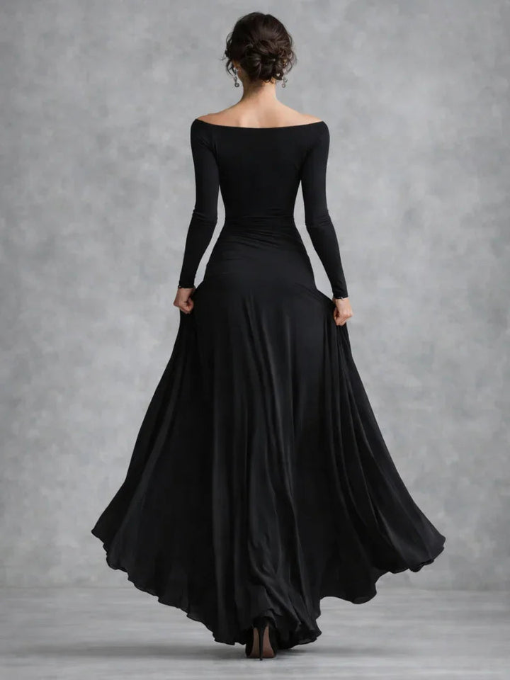 Elegant, Flowing Off-the-Shoulder Long Dress for Women