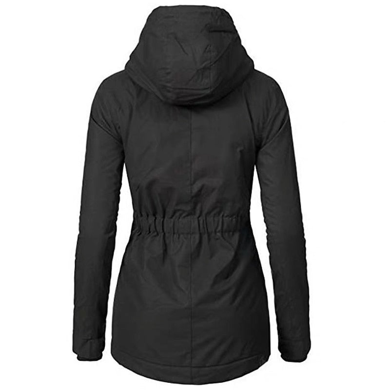 Women's Fleece-Lined Hooded Parka with an Adjustable Waist