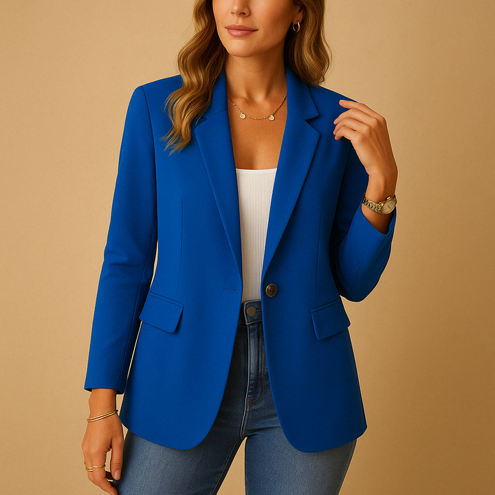 Figursydd blazer med lange ermer og enkel knepping for kvinner
