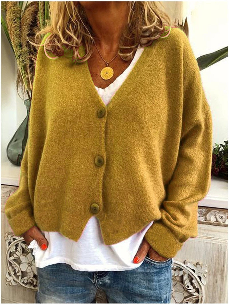 Women's Relaxed-Fit V-Neck Button-Down Cardigan