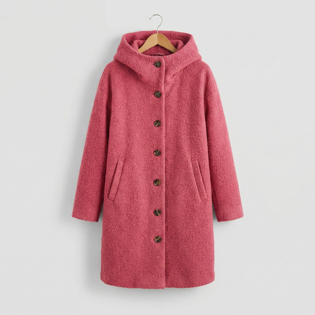 Women's Long Hooded Buttoned Coat