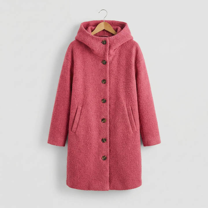 Women's Long Hooded Buttoned Coat