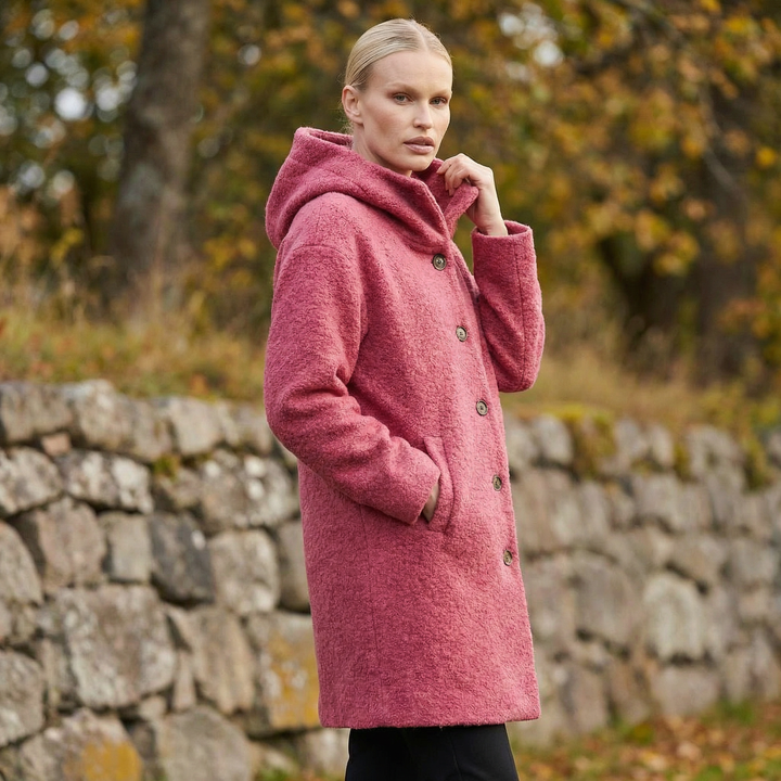 Women's Long Hooded Buttoned Coat