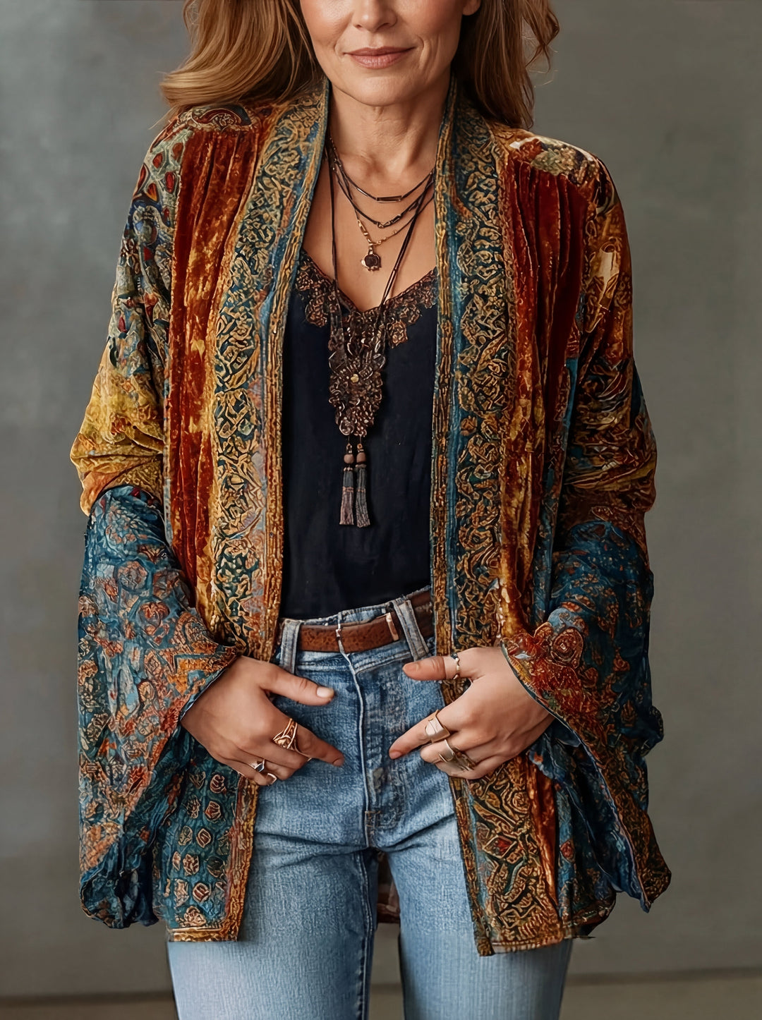 Cardigan Kimono Patchwork Bohème pour femme