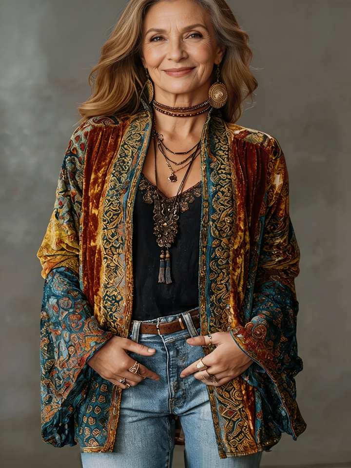 Cardigan Kimono Patchwork Bohème pour femme