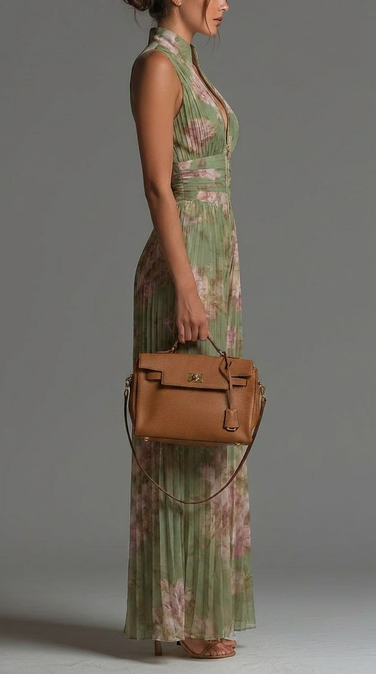 Tuta da donna a gamba larga con motivo floreale e scollo all’americana
