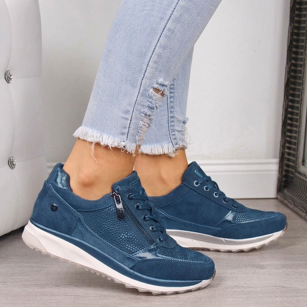 Baskets Décontractées Pour Femme à Lacets et Fermeture Éclair Latérale