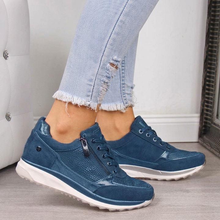 Baskets Décontractées Pour Femme à Lacets et Fermeture Éclair Latérale