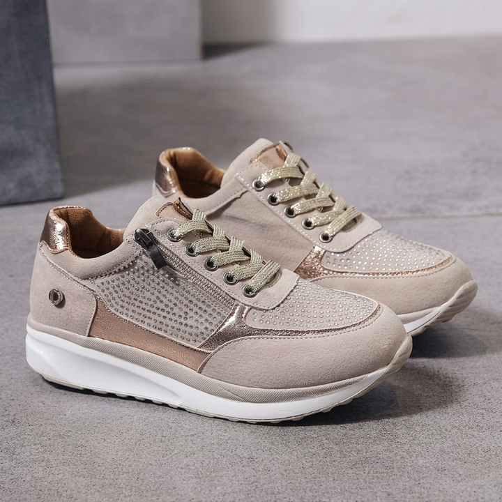 Baskets Décontractées Pour Femme à Lacets et Fermeture Éclair Latérale