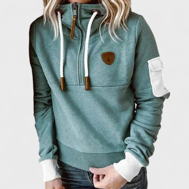 Sweat à Capuche Décontracté Pour Femme Avec Fermeture Zippée et Cordon De Serrage