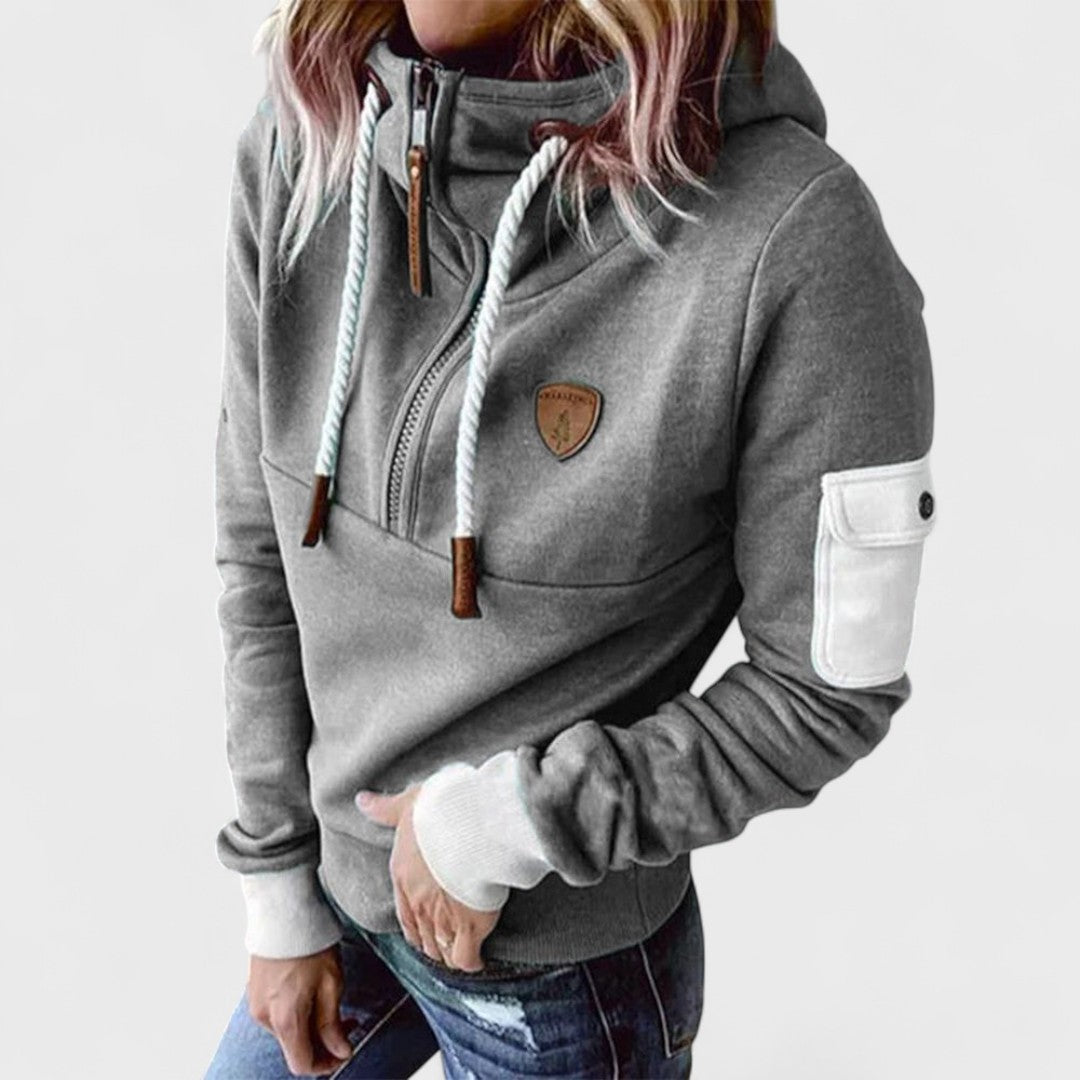 Sweat à Capuche Décontracté Pour Femme Avec Fermeture Zippée et Cordon De Serrage