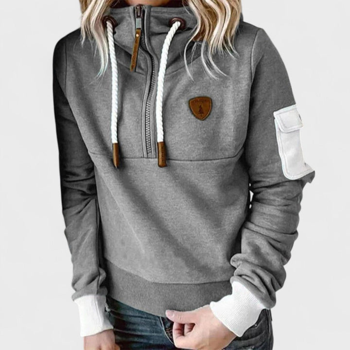 Sweat à Capuche Décontracté Pour Femme Avec Fermeture Zippée et Cordon De Serrage