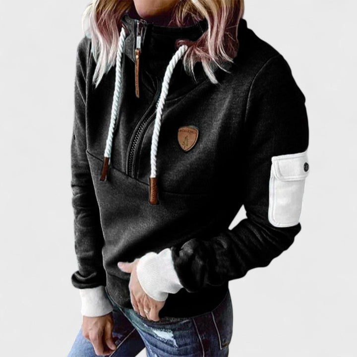 Sweat à Capuche Décontracté Pour Femme Avec Fermeture Zippée et Cordon De Serrage