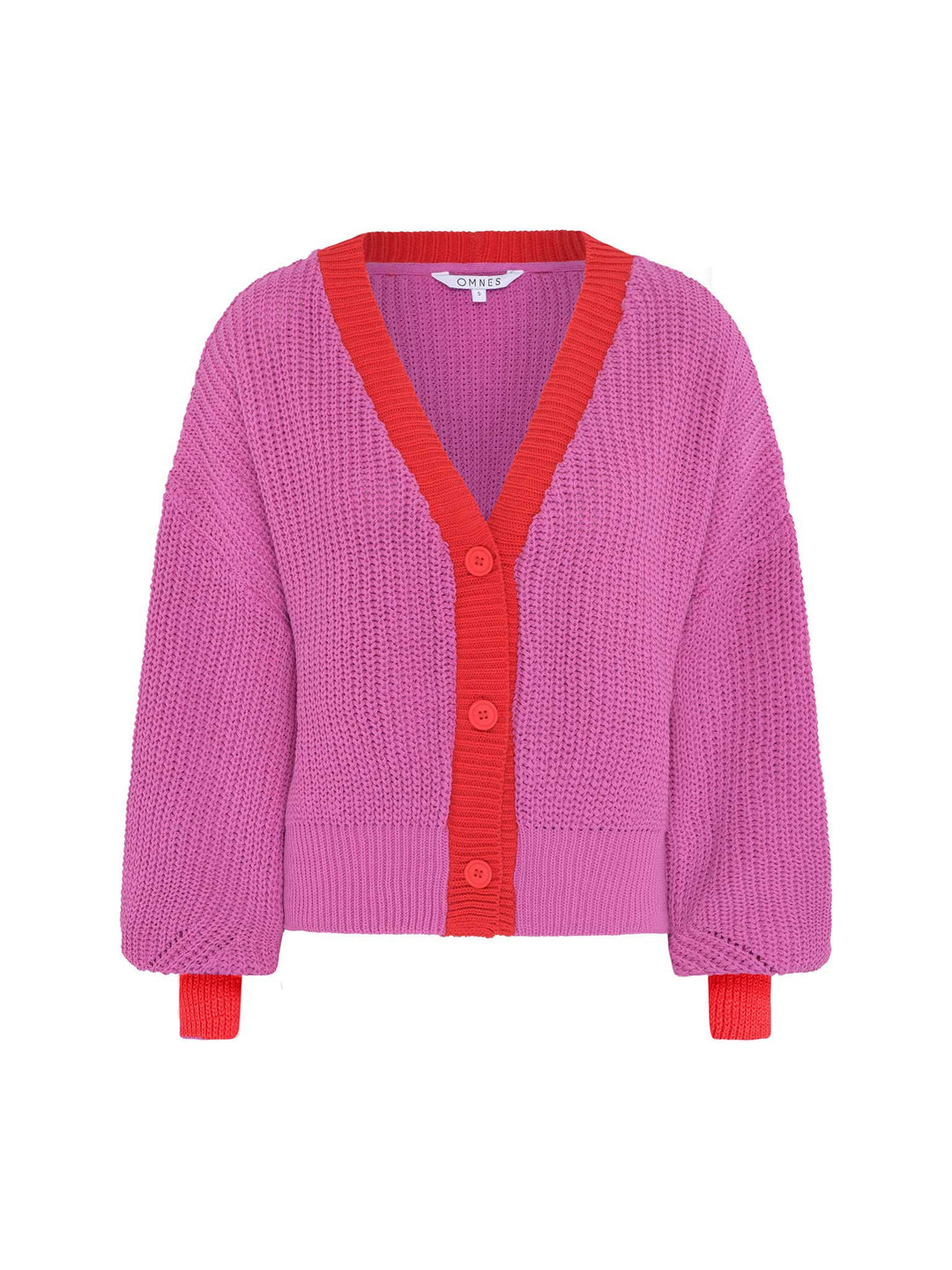 Women's V-Neck Button Cardigan with Contrast Trim