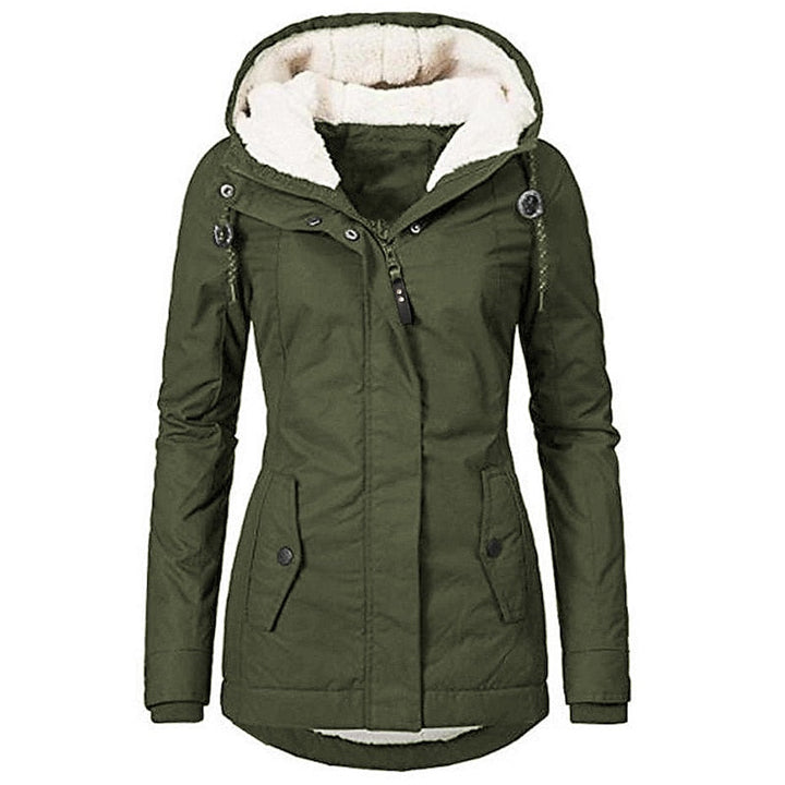 Women's Fleece-Lined Hooded Parka with an Adjustable Waist