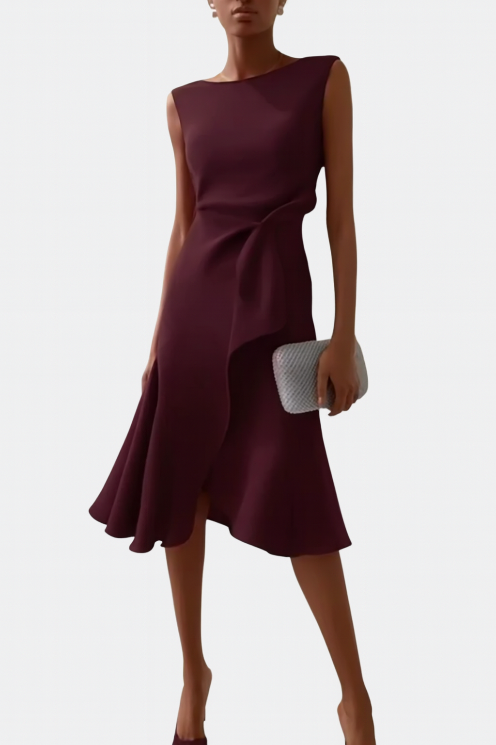 Robe Midi Fluide Sans Manches Femme Été