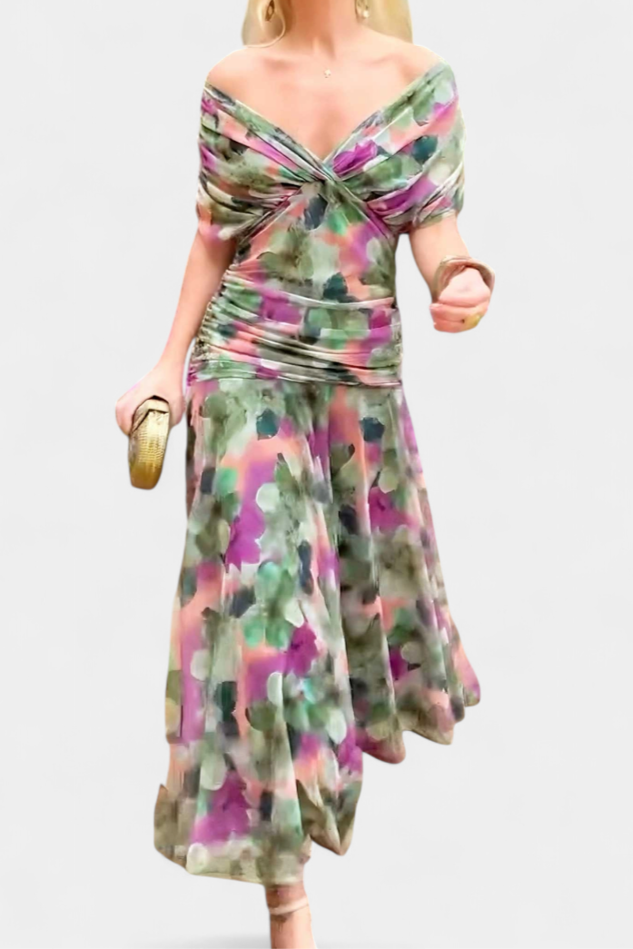 Robe Longue Fluide Femme Épaules Dégagées Soirée