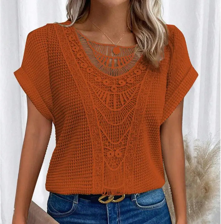 Top Tricot Dentelle Femme Bohème