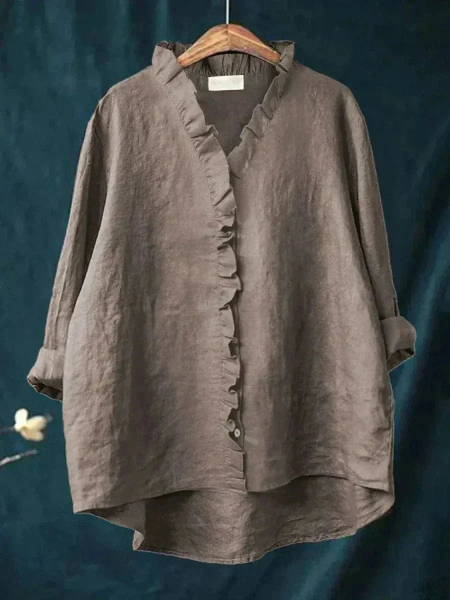 Blouse Lin Froufrous Femme Été