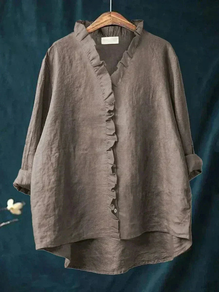 Blouse Lin Froufrous Femme Été