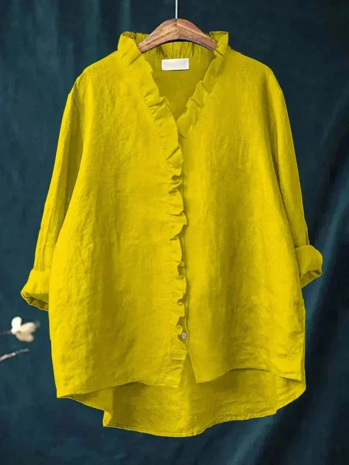 Blouse Lin Froufrous Femme Été