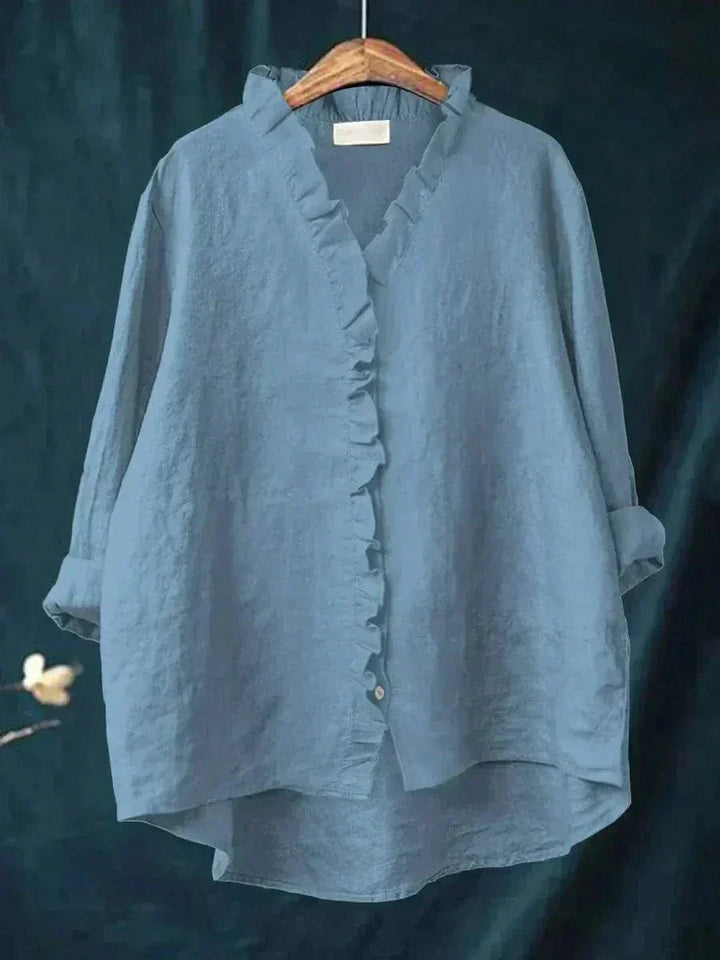 Blouse Lin Froufrous Femme Été