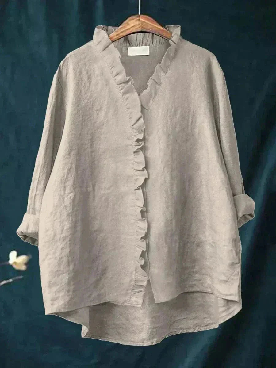 Blouse Lin Froufrous Femme Été