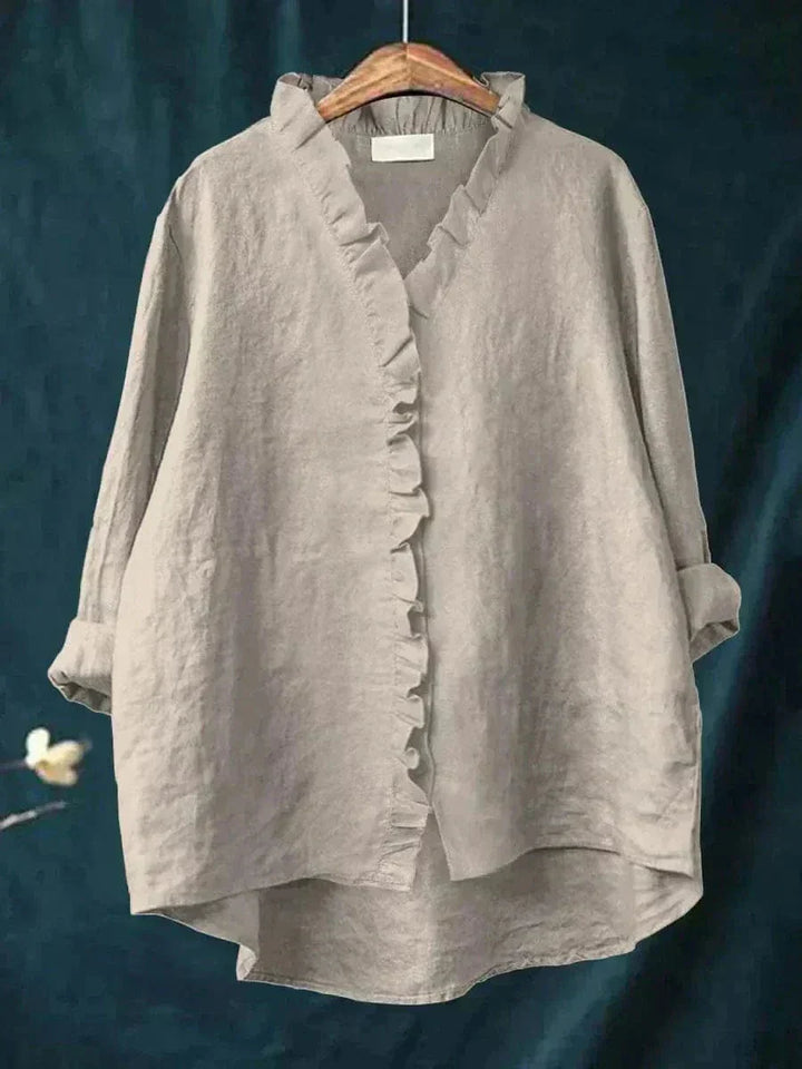 Blouse Lin Froufrous Femme Été