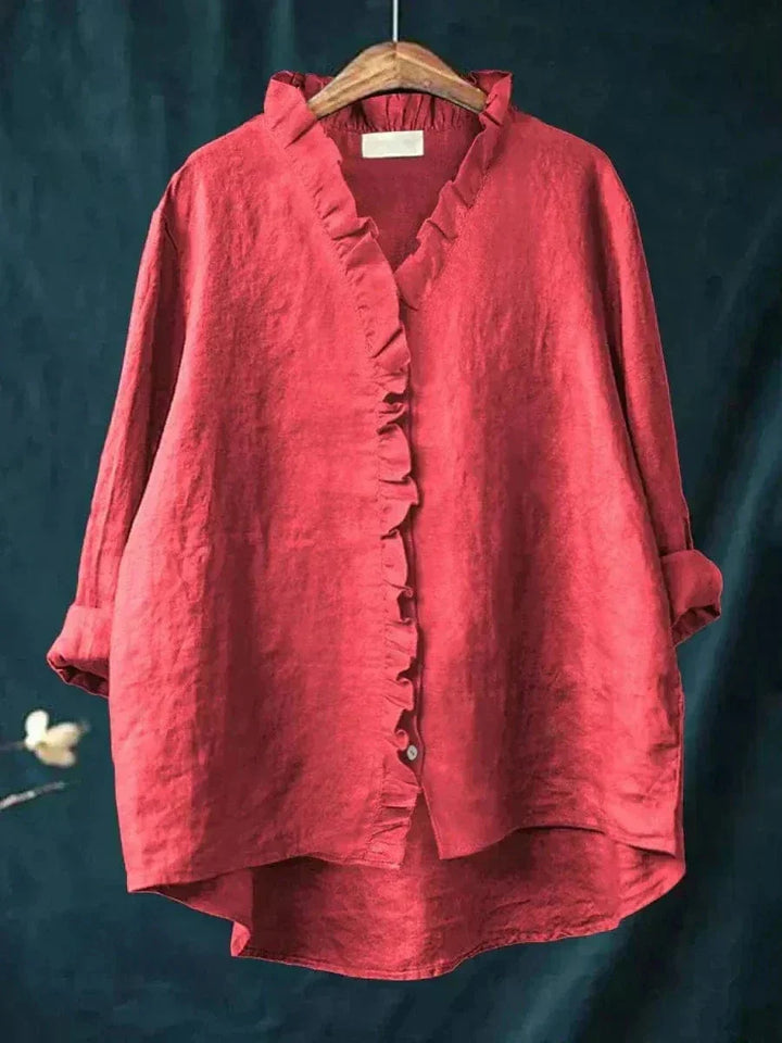 Blouse Lin Froufrous Femme Été