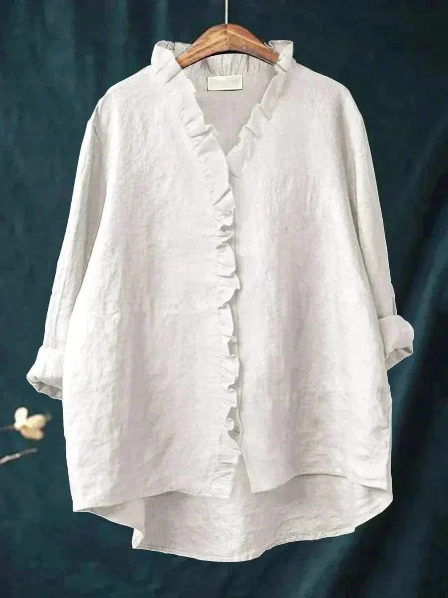 Blouse Lin Froufrous Femme Été