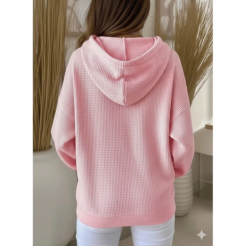 Felpa da donna con cappuccio in maglia a nido d'ape