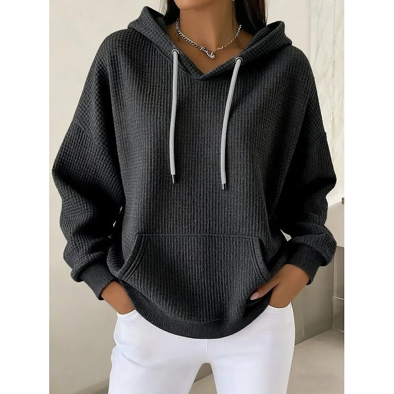 Felpa da donna con cappuccio in maglia a nido d'ape