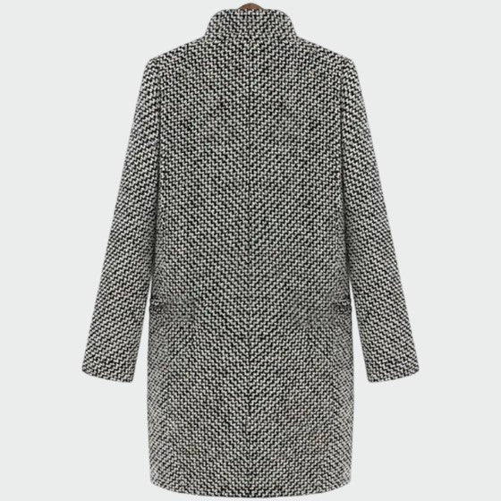 Manteau Long Élégant Pour Femme à Motif Pied-De-Poule