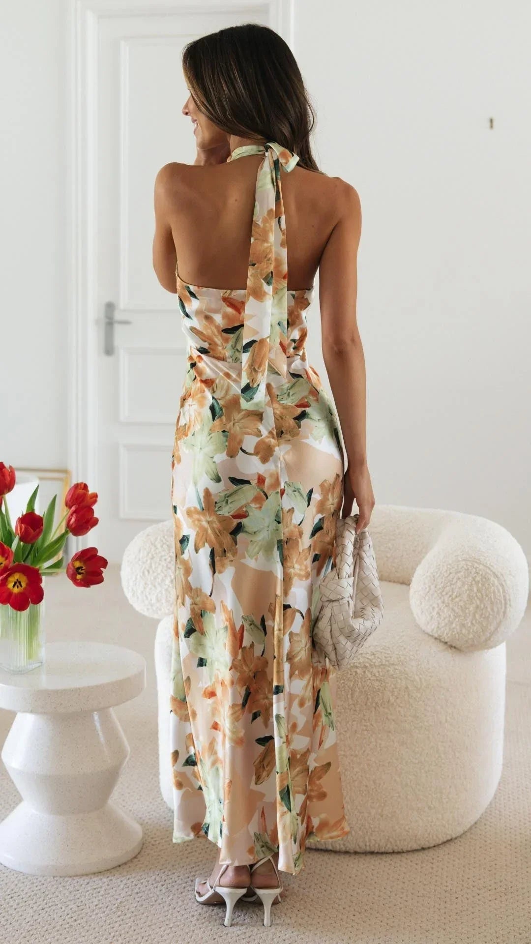 Robe Longue Fleurie Femme Dos Nu Été