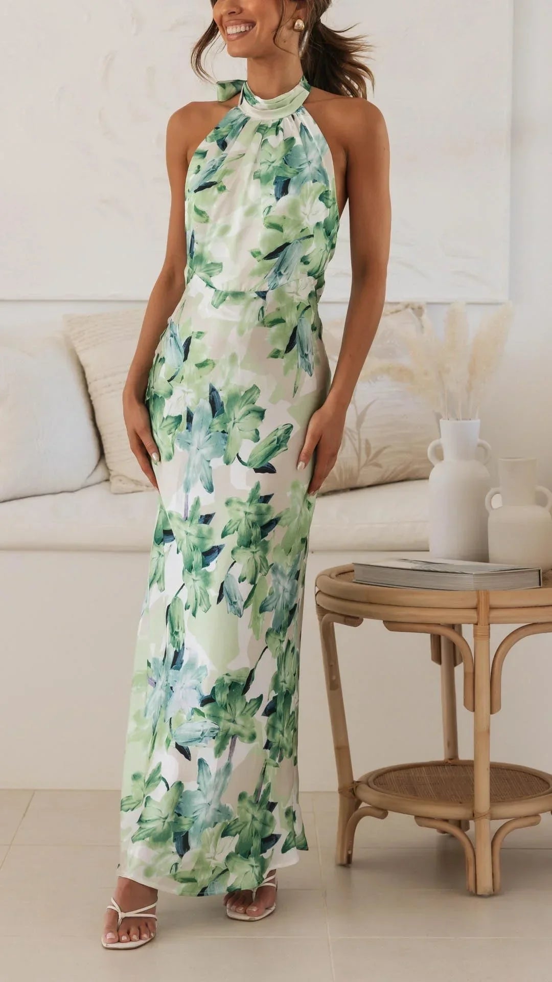 Robe Longue Fleurie Femme Dos Nu Été