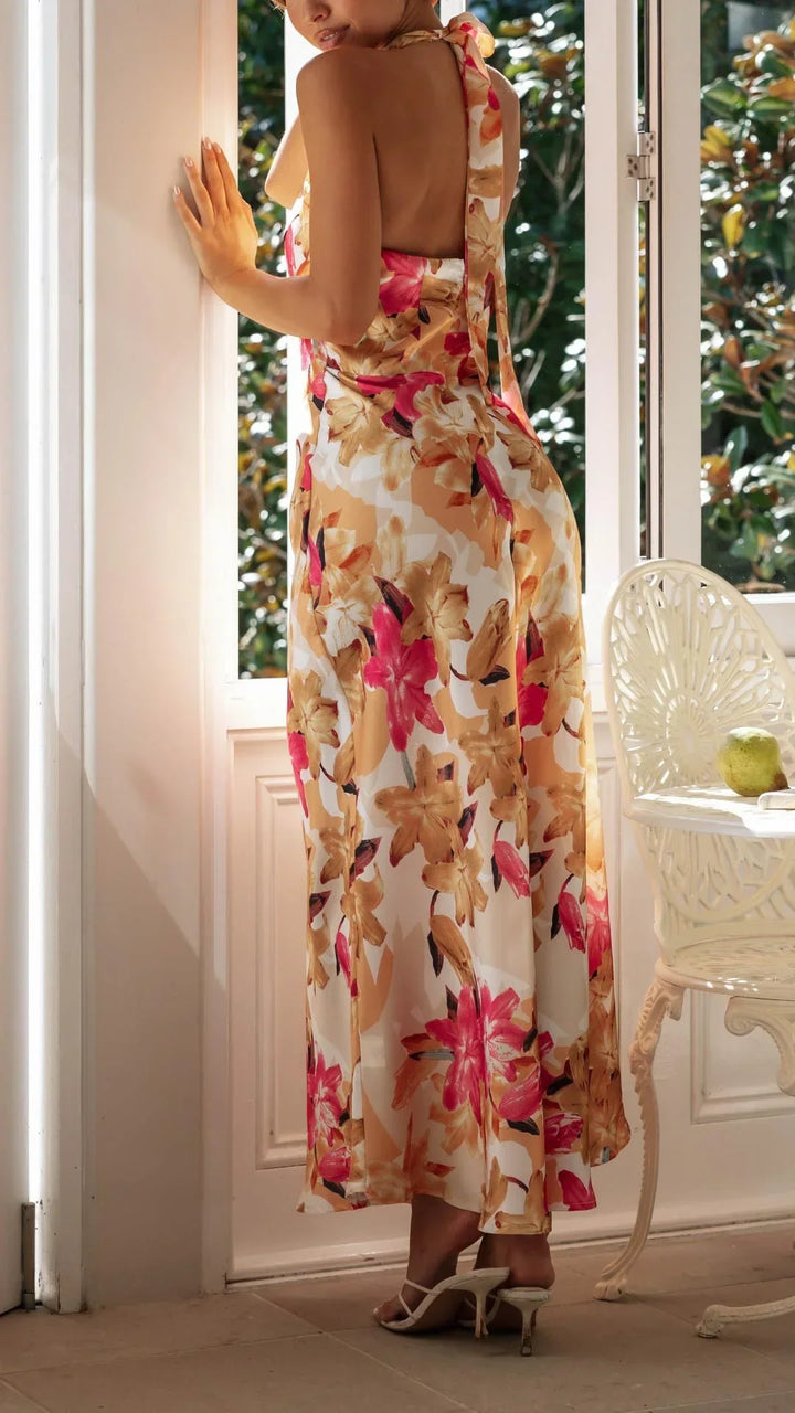 Robe Longue Fleurie Femme Dos Nu Été