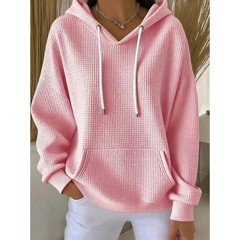 Felpa da donna con cappuccio in maglia a nido d'ape