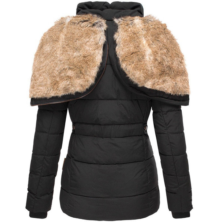 Parka Matelassée à Capuche Doublée de Fourrure Pour Femme