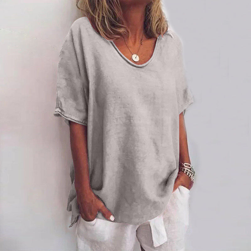 T-shirt Ample Femme Col Rond Manches Courtes