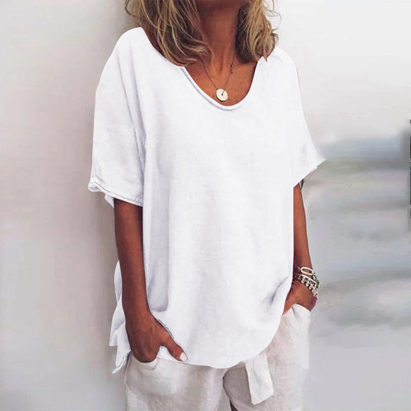 T-shirt Ample Femme Col Rond Manches Courtes