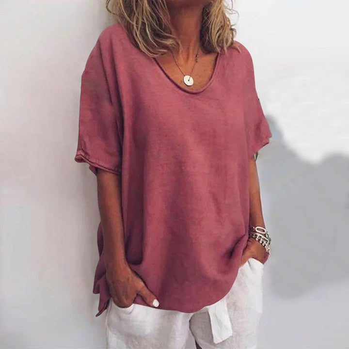 T-shirt Oversize Col Rond Femme Manches Courtes